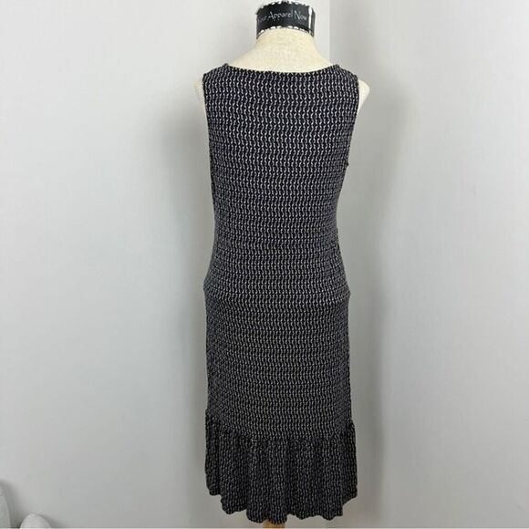 FRAGILE Antwerp Navy Diamond Pattern Faux Front Wrap Dress Dress Size L (318) - Picture 7 of 9